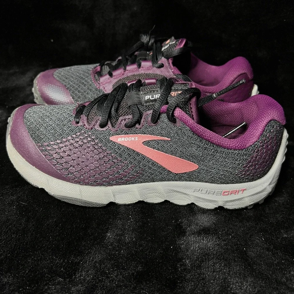 Brooks Pure Grit 7 1202801B080 Womens 7 Running Shoes Black Purple Sneakers‎